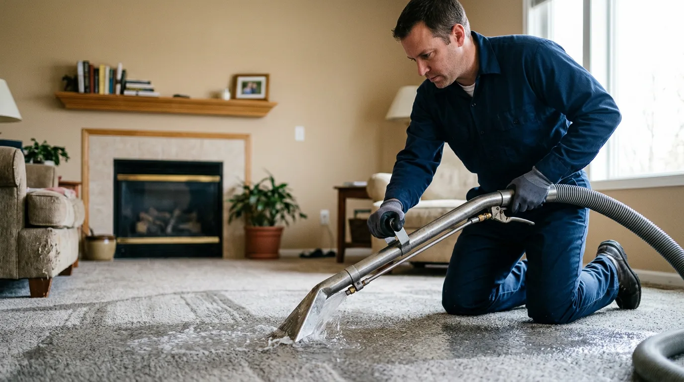Water damage restoration technician working near Cordell, OK